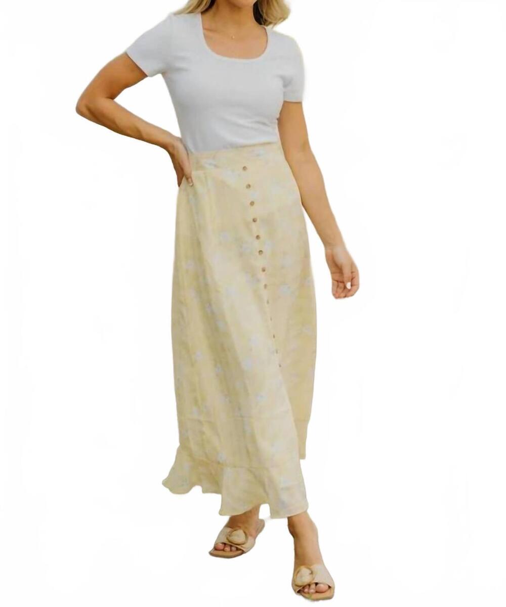 NEW MIKAROSE women's slit front skirt in yellow